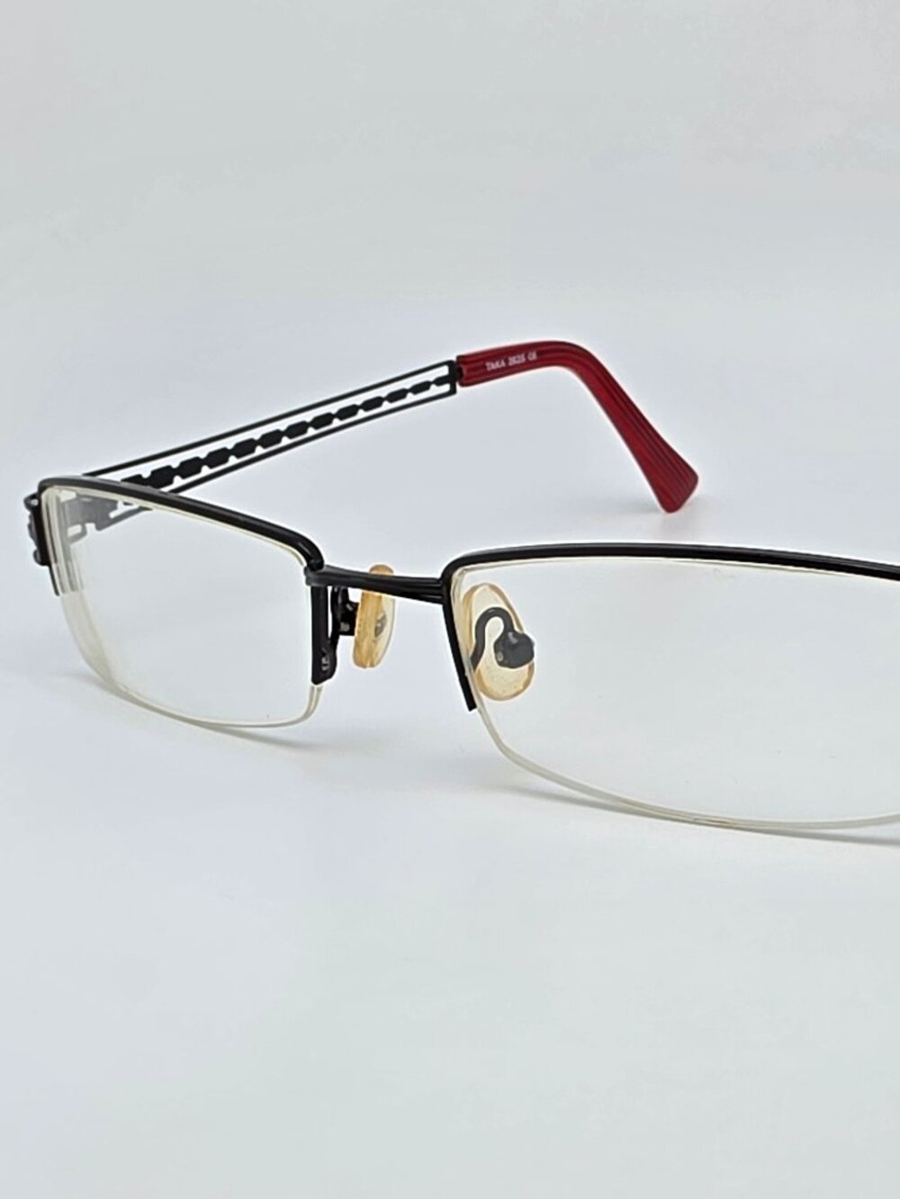 Taka 2625 Black Red Semi Rimless Stainless Steel Eyeglasses Frame 50-17-135